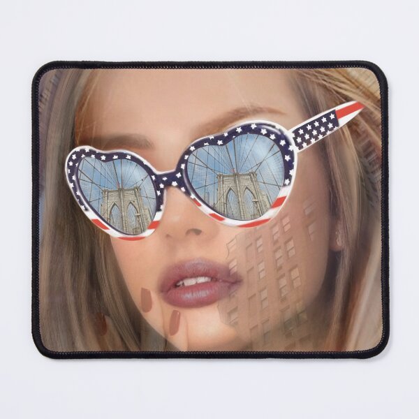 Item preview, Fashion Portrait in New York with USA Heart Sunglasses and Brooklyn Bridge Reflection designed and sold by Skayana.
