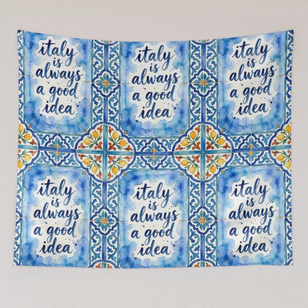 Item preview, Italy Is Always a Good Idea – Lemon Mediterranean Tile Watercolor Design designed and sold by EmeraldeaArt.