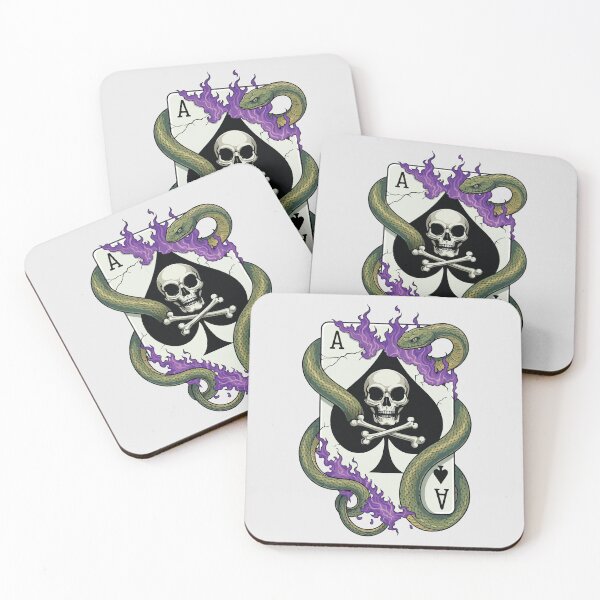 Item preview, Ace of Spades Skull and Snake Purple Flames Tattoo designed and sold by BrownHorse90s.