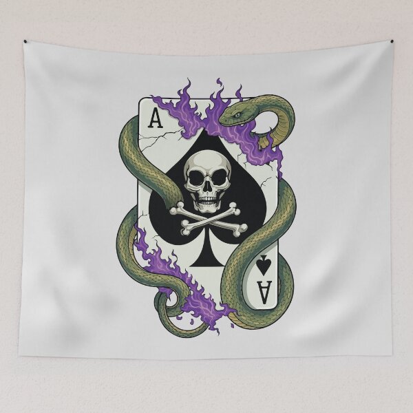 Item preview, Ace of Spades Skull and Snake Purple Flames Tattoo designed and sold by BrownHorse90s.