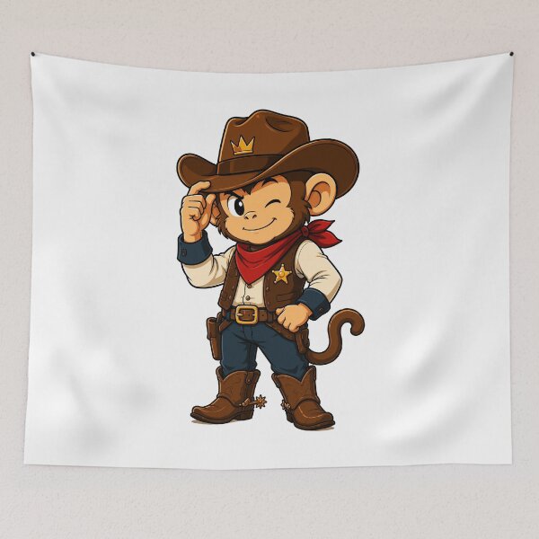 Item preview, Cute Cowboy Monkey Cartoon designed and sold by Krincydigitalart.
