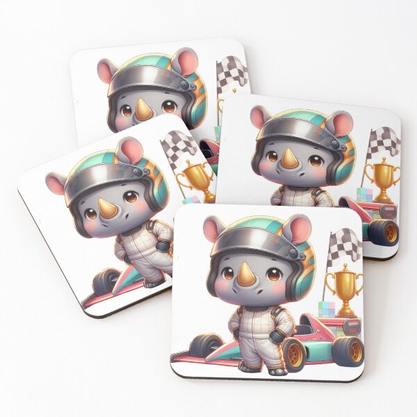 Item preview, Cute Racing Rhino Watercolor Sticker | Race Car Animal designed and sold by PixelPressZ.