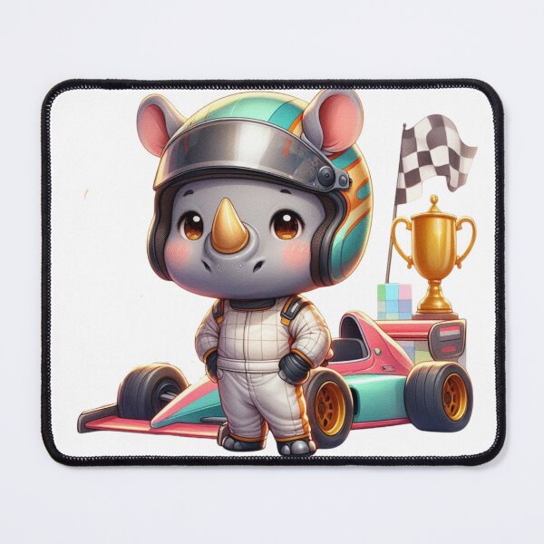 Item preview, Cute Racing Rhino Watercolor Sticker | Race Car Animal designed and sold by PixelPressZ.