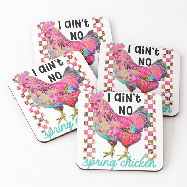 Item preview, I Ain't No Spring Chicken | Funny Senior Birthday | Colorful Neon Chicken Cheetah Print Bold Humor Design designed and sold by TheBeesForYou.