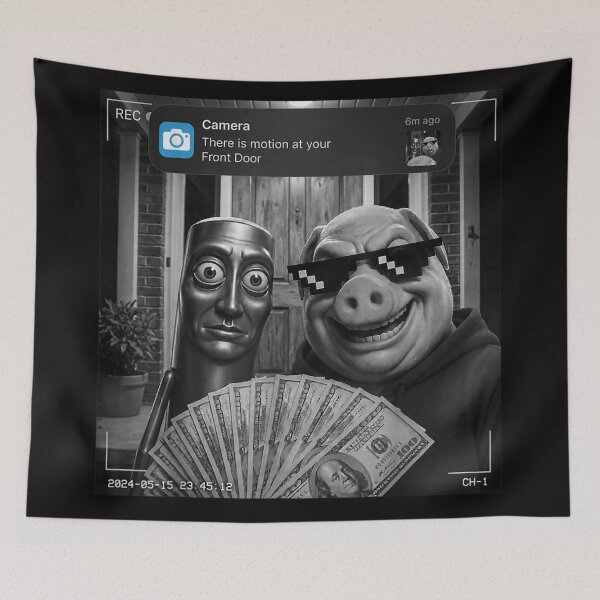 Item preview, Ring Doorbell Camera Motion Alert Meme Pig Holding Money Security Threat designed and sold by LakenDraphil.