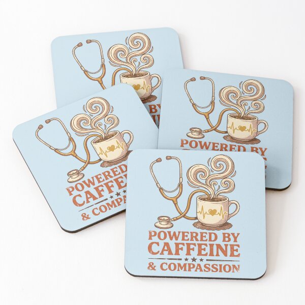 Item preview, Powered By Caffeine & Compassion Retro Nurse designed and sold by Majnon8bp.