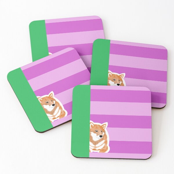 Item preview, 80's vibes colors (pink, green) with red Shiba Inu designed and sold by ShibaCruise-On.
