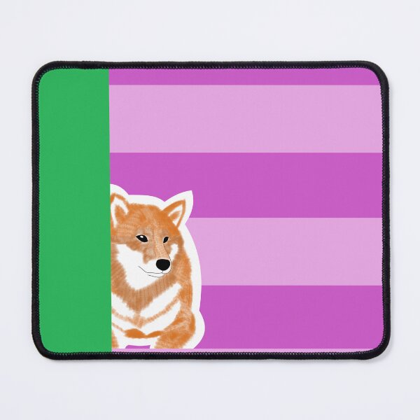Item preview, 80's vibes colors (pink, green) with red Shiba Inu designed and sold by ShibaCruise-On.