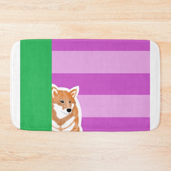 Item preview, 80's vibes colors (pink, green) with red Shiba Inu designed and sold by ShibaCruise-On.