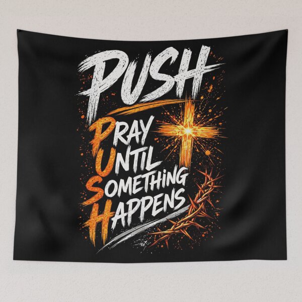 Item preview, Pray Until Something Happens PUSH Acronym Christian Cross Crown Thorns designed and sold by LakenDraphil.