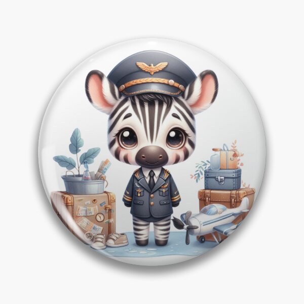 Item preview, Cute Pilot Zebra Watercolor Sticker | Airplane Animal designed and sold by PixelPressZ.