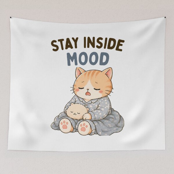 Item preview, Stay Inside Mood Cat | Cute Kawaii Aesthetic | Cozy Sleepy Design designed and sold by The Mood Index.