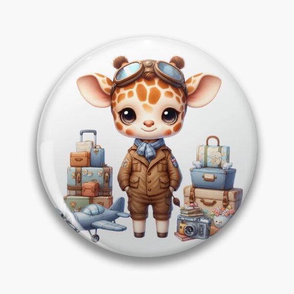 Item preview, Cute Pilot Giraffe Watercolor Sticker | Airplane Animal designed and sold by PixelPressZ.