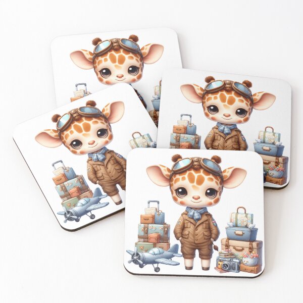Item preview, Cute Pilot Giraffe Watercolor Sticker | Airplane Animal designed and sold by PixelPressZ.