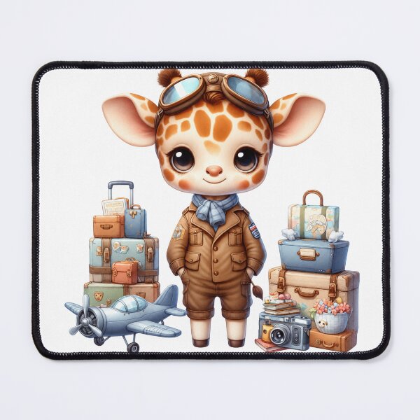 Item preview, Cute Pilot Giraffe Watercolor Sticker | Airplane Animal designed and sold by PixelPressZ.