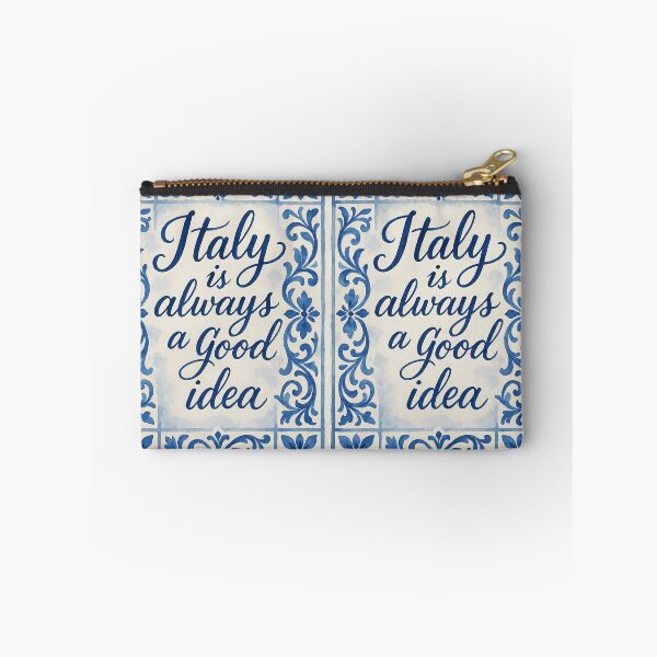 Item preview, Italy Is Always a Good Idea – Blue Watercolor Calligraphy Tile Design designed and sold by EmeraldeaArt.