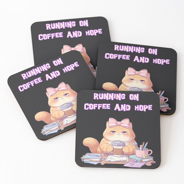 Item preview, Running On Coffee And Hope Cat designed and sold by Moody Vibes Studio.