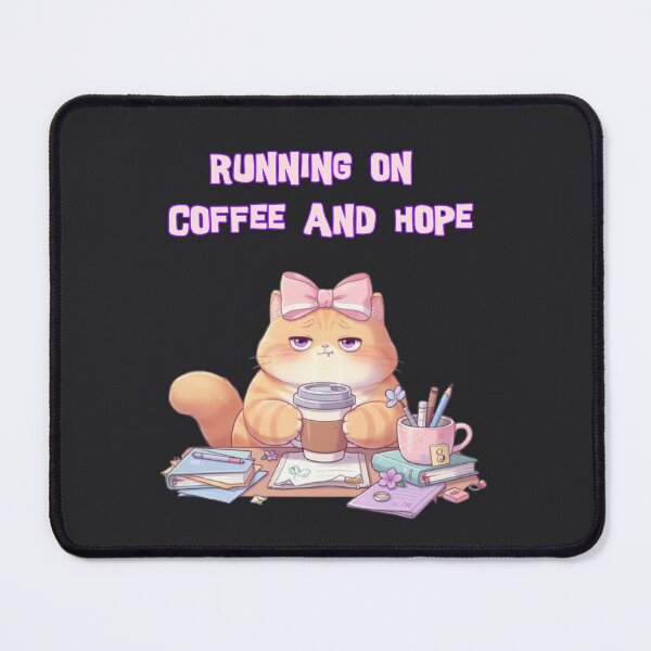 Item preview, Running On Coffee And Hope Cat designed and sold by Moody Vibes Studio.