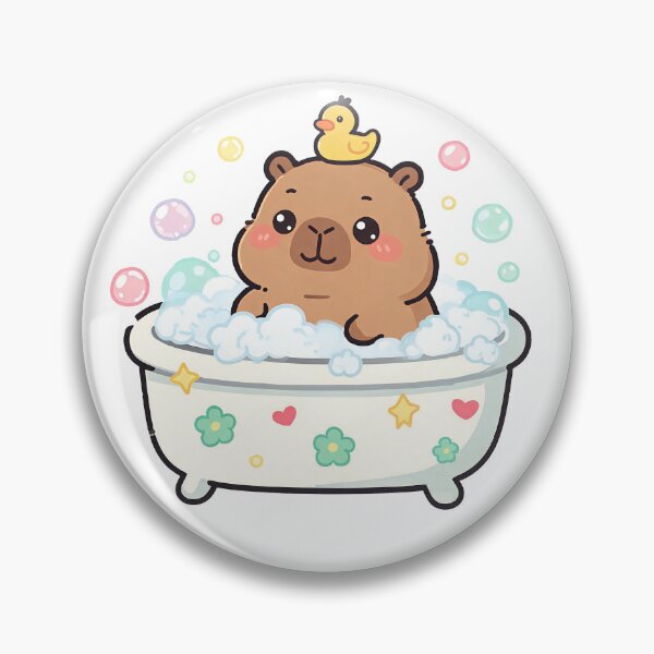 Item preview, Cute Kawaii Capybara Bath Time Rubber Duck Bubbles designed and sold by Sovira Studio .