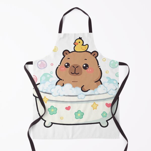 Item preview, Cute Kawaii Capybara Bath Time Rubber Duck Bubbles designed and sold by Sovira Studio .