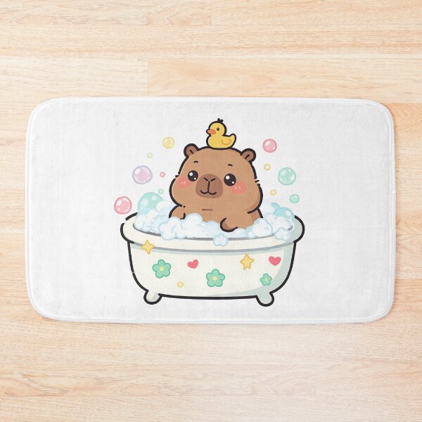 Item preview, Cute Kawaii Capybara Bath Time Rubber Duck Bubbles designed and sold by Sovira Studio .