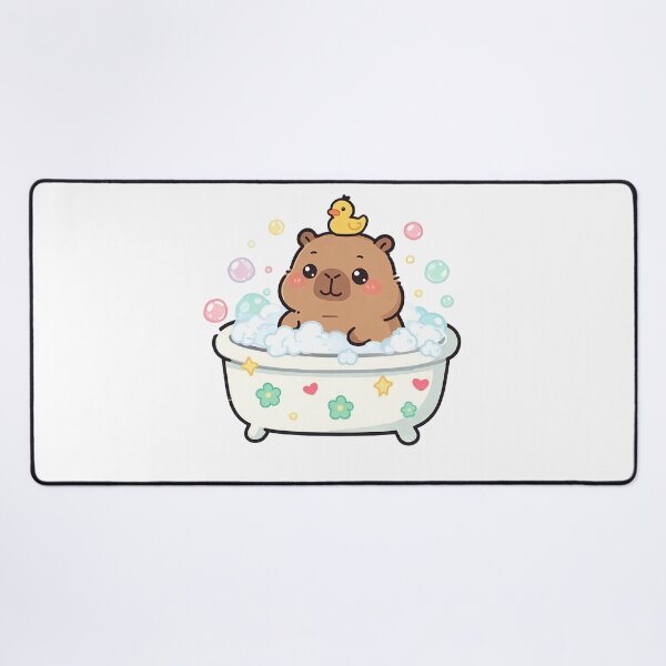 Item preview, Cute Kawaii Capybara Bath Time Rubber Duck Bubbles designed and sold by Sovira Studio .