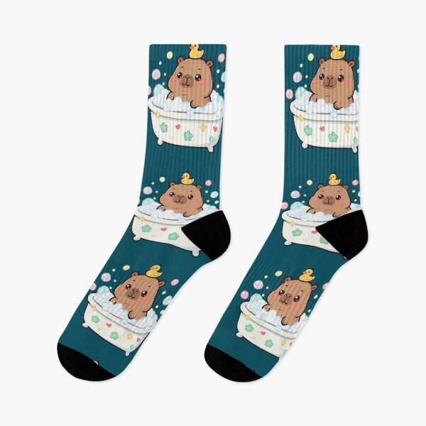Item preview, Cute Kawaii Capybara Bath Time Rubber Duck Bubbles designed and sold by Sovira Studio .
