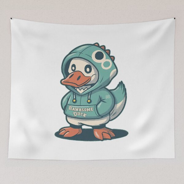 Item preview, Rawrsome Duck Cute Dinosaur Hoodie Mascot Streetwear Cartoon Graphic designed and sold by DesignArtist.ia.
