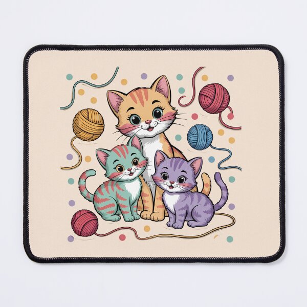 Item preview, Cute Cat Family with Yarn Ball | Adorable Cartoon Kitty Illustration for Cat Lovers designed and sold by MarJul.