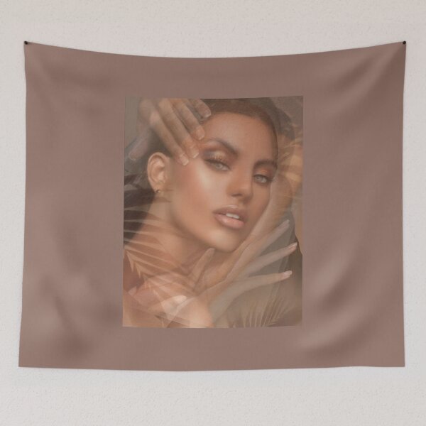 Item preview, Golden Glow Portrait with Tropical Palm Shadows | Tropical Aesthetic Art Print designed and sold by Skayana.