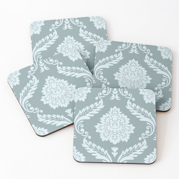 Item preview, Rococo Damask Pattern Duck Egg Blue+Teal designed and sold by NataliePaskell.
