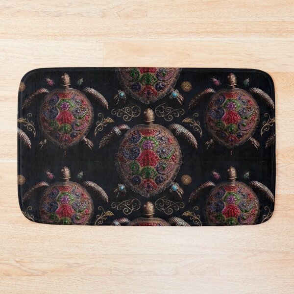 Item preview, Royal Jeweled Sea Turtle - Luxury Gemstone Mosaic & Gold Filigree Pattern designed and sold by cabuks.