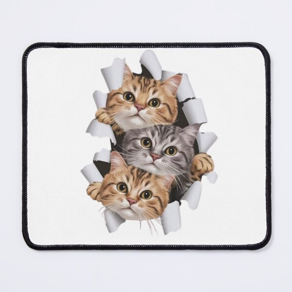 Item preview, 3D Cats Peeking Through Torn Paper - Cute Kittens Ripped Paper Art designed and sold by gokhanuzen.