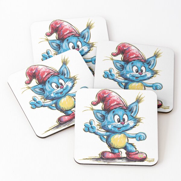 Item preview, Cute Blue Cat Mascot Retro Christmas Elf Hat Cartoon Streetwear Graphic designed and sold by DesignArtist.ia.