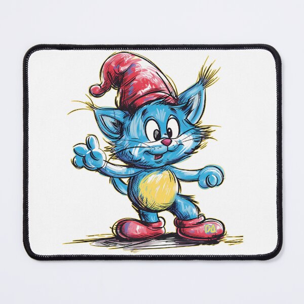 Item preview, Cute Blue Cat Mascot Retro Christmas Elf Hat Cartoon Streetwear Graphic designed and sold by DesignArtist.ia.