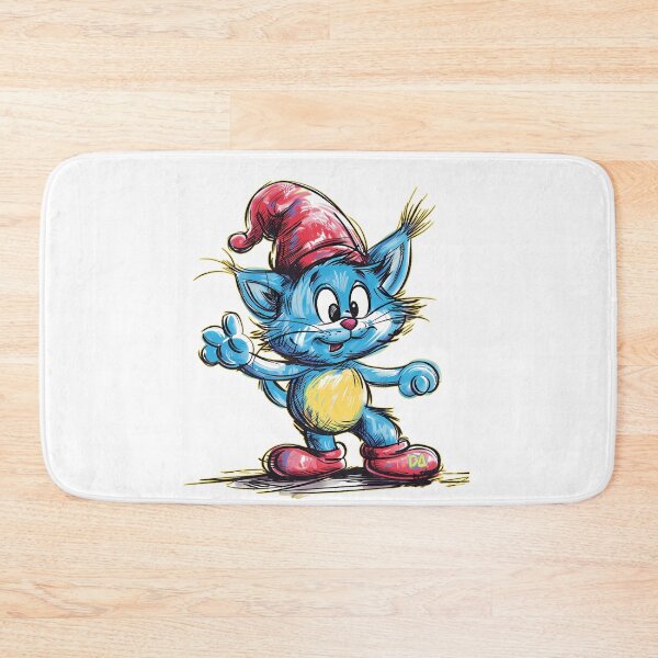 Item preview, Cute Blue Cat Mascot Retro Christmas Elf Hat Cartoon Streetwear Graphic designed and sold by DesignArtist.ia.
