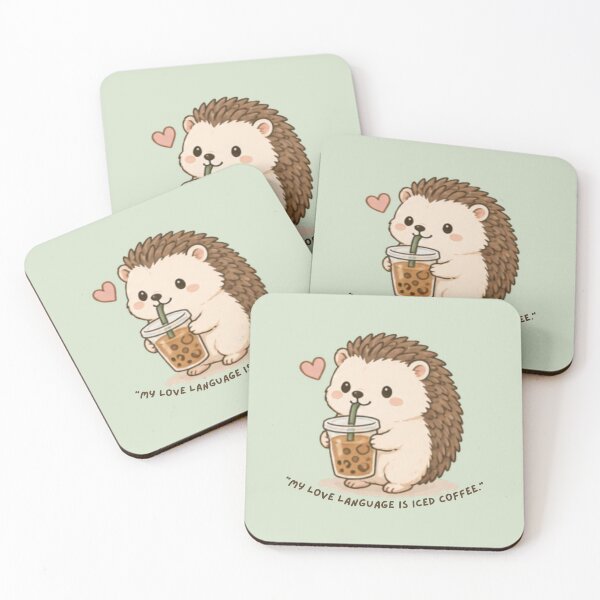 Item preview, My Love Language is Iced Coffee Hedgehog designed and sold by MellowMunchkins.