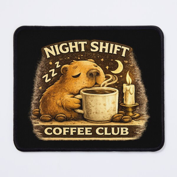 Item preview, Funny Night Shift Capybara Coffee Club Sleepy Cute Animal designed and sold by Hobby-up.