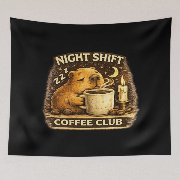 Item preview, Funny Night Shift Capybara Coffee Club Sleepy Cute Animal designed and sold by Hobby-up.