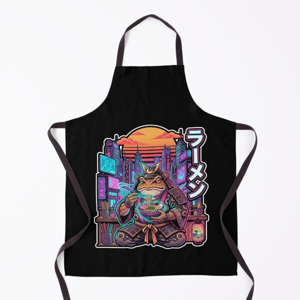 Item preview, Cyberpunk Samurai Frog Eating Ramen - Neon Japanese Art designed and sold by quackynaut.