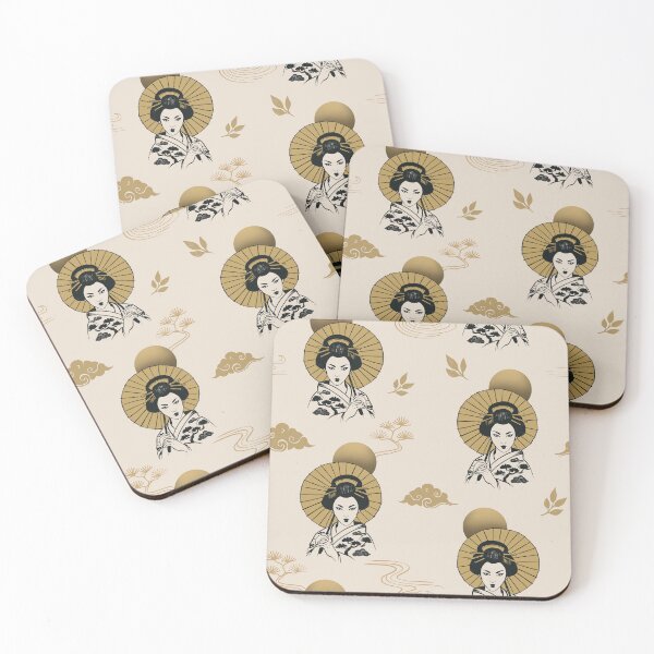 Item preview, Japanese Geisha Pattern | Black Gold Oriental Aesthetic Seamless Design  Main Tag designed and sold by MonNoir.