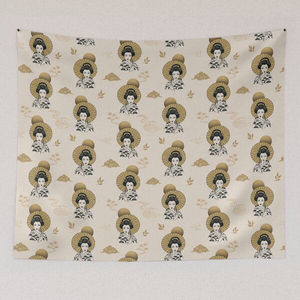 Item preview, Japanese Geisha Pattern | Black Gold Oriental Aesthetic Seamless Design  Main Tag designed and sold by MonNoir.