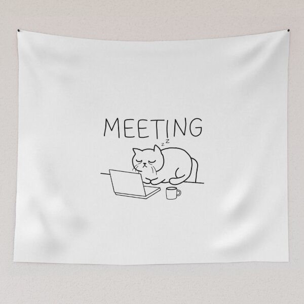 Item preview, Meeting Cat | Funny Grumpy Cat Line Art  designed and sold by Midnight Margin .