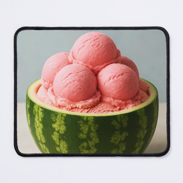 Item preview, Watermelon Gelato Sorbet in Half Watermelon Bowl – Pink Summer Dessert Illustration designed and sold by EmeraldeaArt.