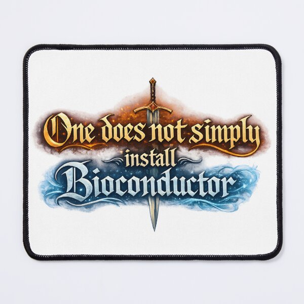 Item preview, One Does Not Simply Install Bioconductor – Bioinformatics Meme designed and sold by Nerd Romance Café.