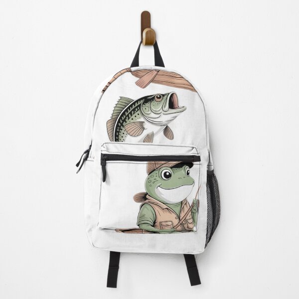 Item preview, Frog Fishing At Dawn Bass Angler Cartoon designed and sold by SuperAndSocial.