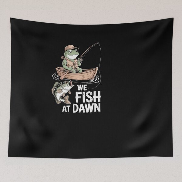 Item preview, Frog Fishing At Dawn Bass Angler Cartoon designed and sold by SuperAndSocial.