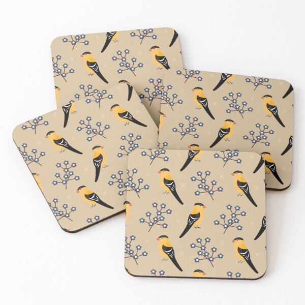 Item preview, American goldfinches on brown designed and sold by reneesillus.