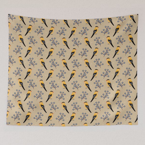 Item preview, American goldfinches on brown designed and sold by reneesillus.