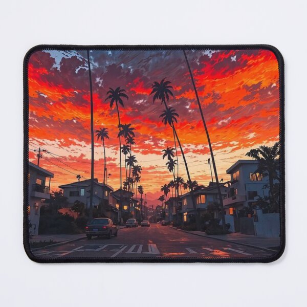 Item preview, Fiery Tropical Sunset Palm Trees | Retro Summer Aesthetic | Synthwave Beach Vibes Design designed and sold by TrCraftySticks.